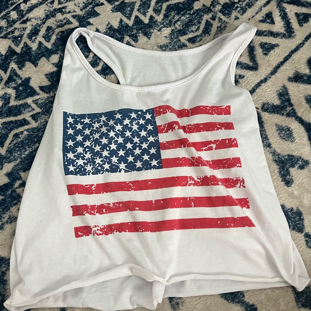 Amazon Red and Blue Flag Print Women's Tank Top